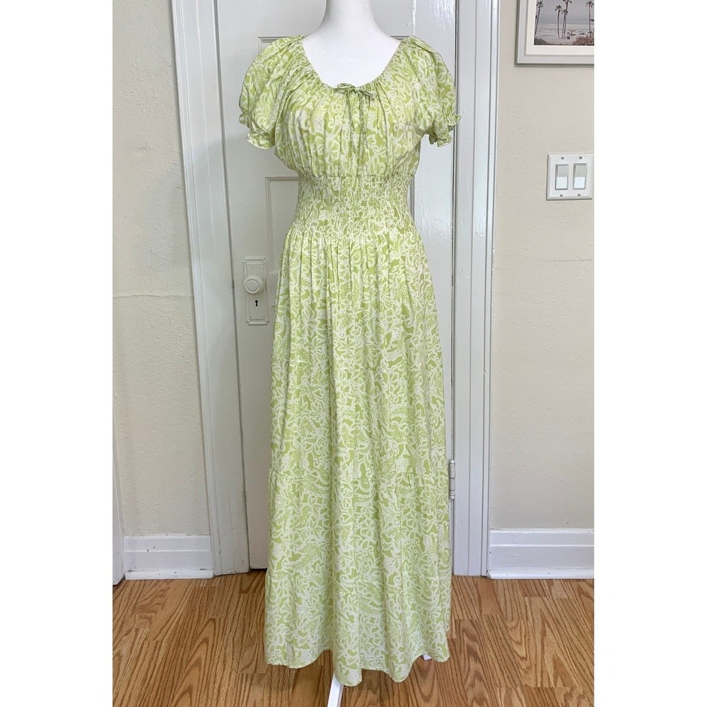 Anthropologie Kindred Tiered Maxi Dress Paisley Smocked Waist Large Cottagecore - Picture 4 of 16